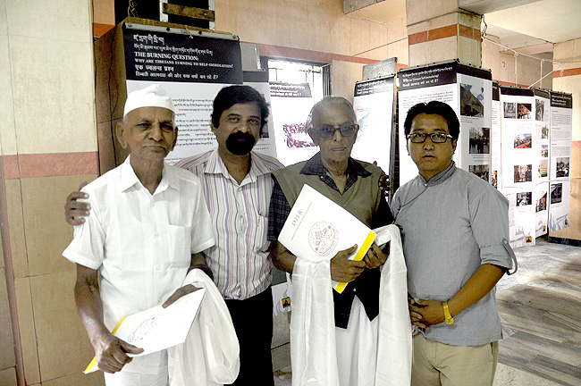 'Tibet's Journey into Exile' exhibition at Coimbatore, Tamil Nadu was jointly inaugurated by two reputed octogenarian social activists of city - Dr SN Nagarajan, aged 87, a long-time Community Party of India (CPI) member-turned rebel and Shri Gopaliyya, aged 84, Gandhian and freedom fighter fondly called 'Coimbatore's Gandhiji'.