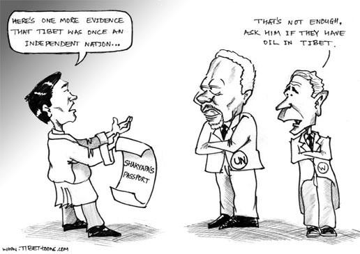 Cartoon by Tenzin Dhonyoe from www.tibettoons.com