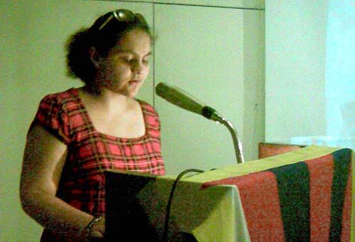Latoya Mistral Ferns-Advani, one of the youngest supporters of the cause speaks on World Tibet Day. She has received a number of awards for her poetry, speech and proactive efforts and was the youngest member to attend the Global Young Leaders Conference in 2006 at the age of fifteen. She was the youngest member of the Poetry Reading Club run by her seniors as well. A core group member of the Amnesty International, Latoya is currently the student leader and �architect� under the guidance of Mr. Joseph Roos a professional activist, of both the Amnesty International Group and Free Tibet Movement in Kodaikanal of which she is also the founder of.